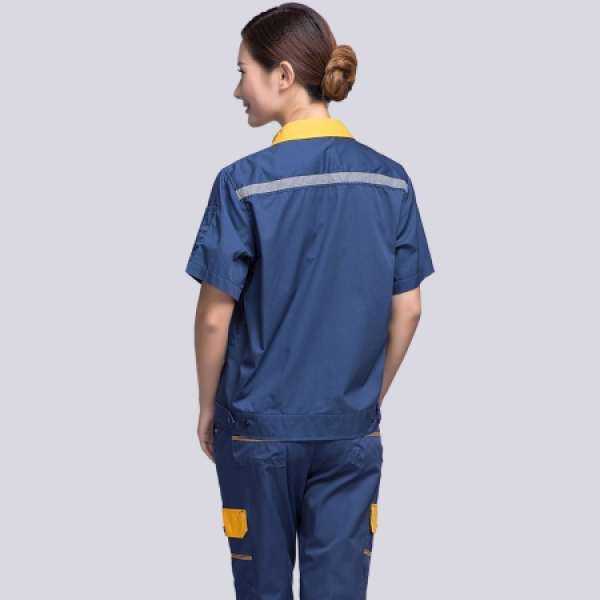 蟹青拼黄色夏季工作服AD09-2