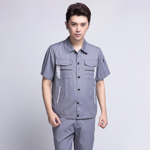 清灰拼银灰夏季工作服AD06-2